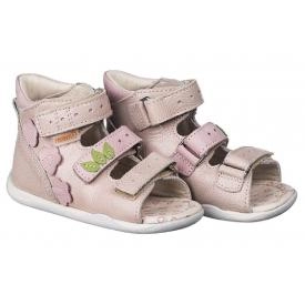 MEMO BABY Start Dino 1JB profilaktyczne sandały na rzepy dla dziewczynek różowe