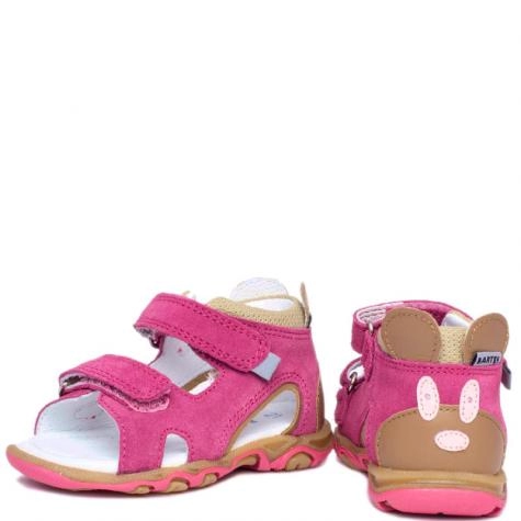 Bartek Baby 11144005 wysokie sandałki sandały dla dzieci - pink z myszką na zapiętku