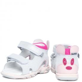 Bartek Baby 71144- SKW wysokie sandałki sandały dla dzieci - srebrne z myszką na zapiętku