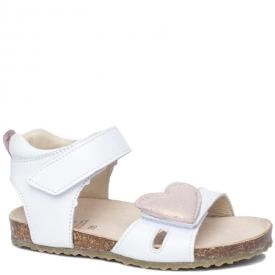 EMEL E2641C - 1 sandały, sandałki fusbet, korek dla dziewczynek biały z serduszkiem