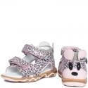 Bartek Baby 71144-BBK wysokie sandałki sandały dla dzieci - różowa panterka z myszką na zapiętku