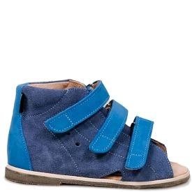 AURELKA BASIC 1014 jeans- niebieski 06 skórzane kapcie sandały profilaktyczno-rehabilitacyjne z obcasem Thomasa