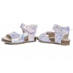 EMEL E2508B-12 sandały, sandałki fusbet, korek dla dziewczynek róż- srebro